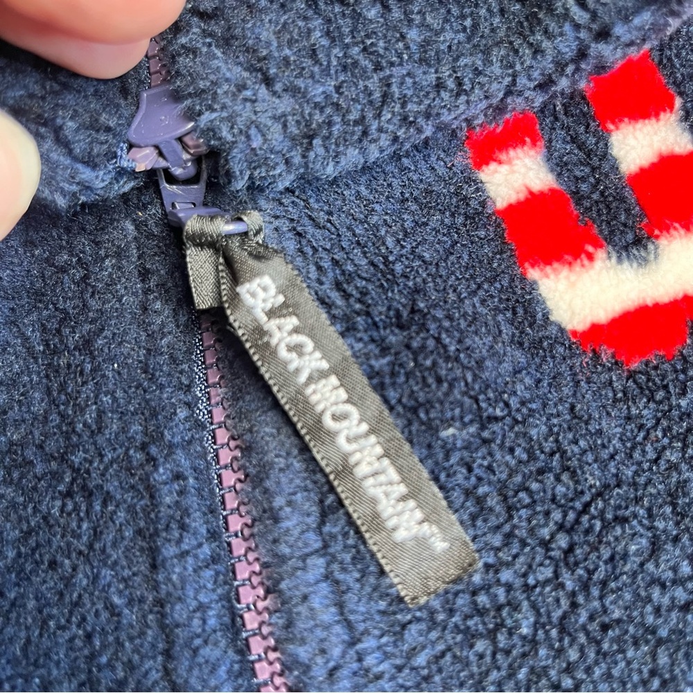 Black Mountain Outdoor Jacket Womens Small Fleece USA American Flag Pockets Blue - Picture 8 of 12